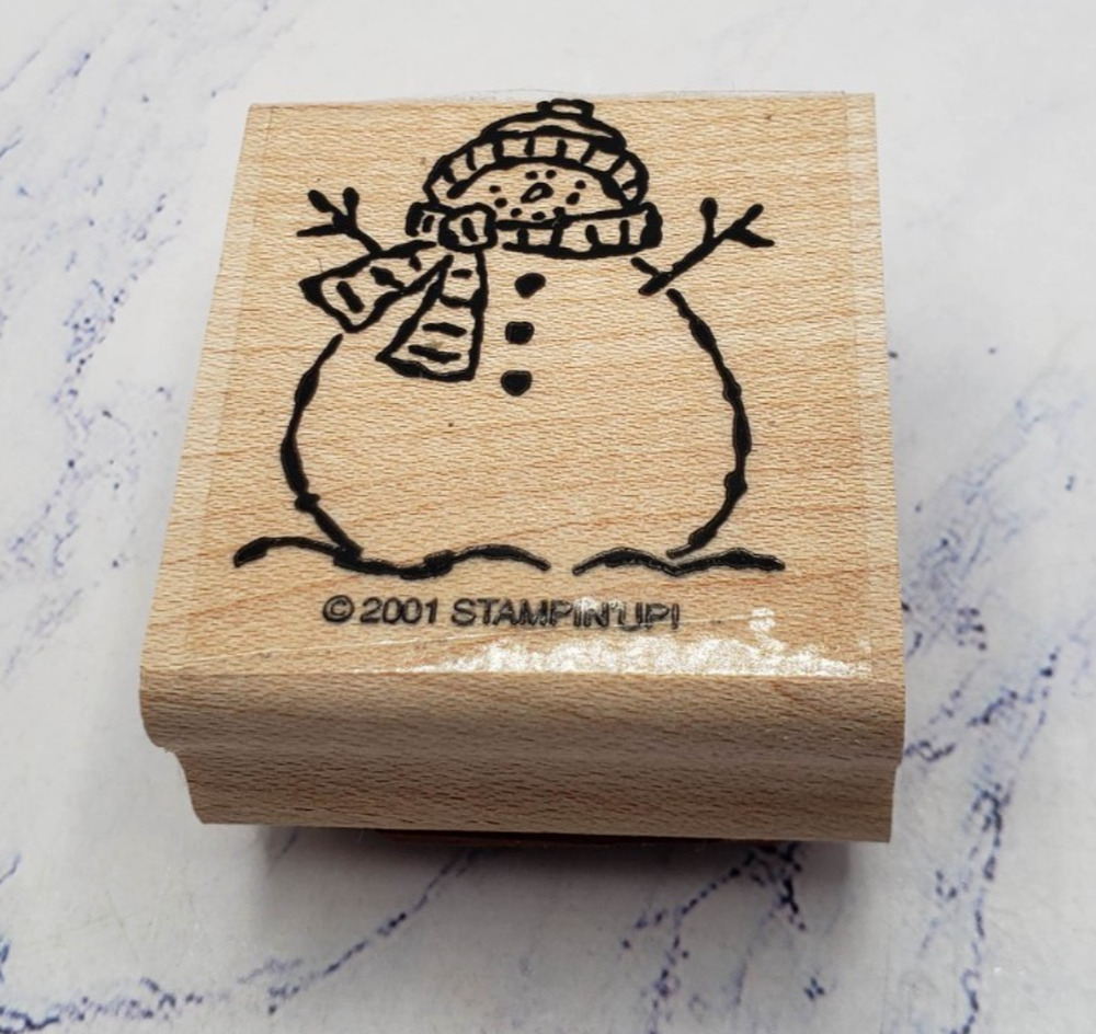Winter Snowman Scarf Christmas Stampin' Up! Wood Mounted Rubber Stamp
